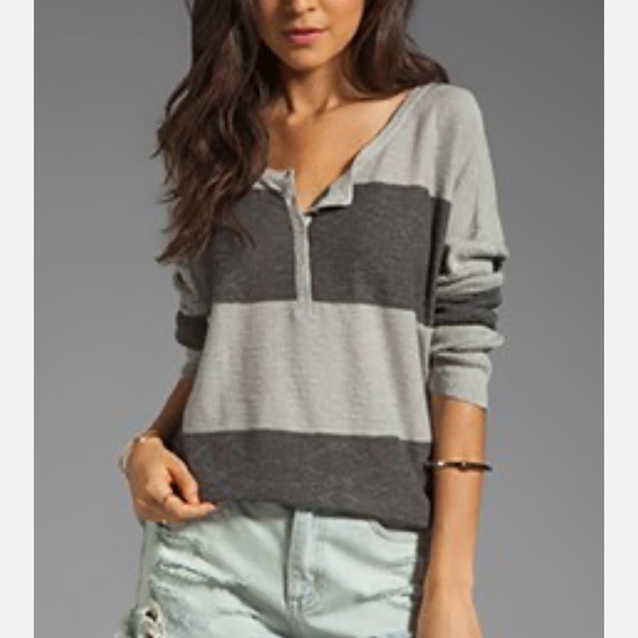 Free People Linen Blend Relax Oversized Fit Charcoal Pullover Knit Sweater Sz XS - Picture 2 of 10